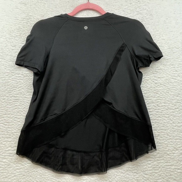Apana Shirt Womens XS Black Ruffle Layered Cris Cross Athleisure Workout Gym - Picture 2 of 11